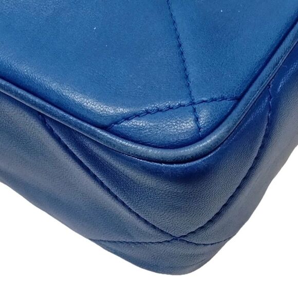 CHANEL Quilted Tassel CC Camera Bag Case Blue Lambskin Auth 1980s Crossbody - Picture 11 of 16